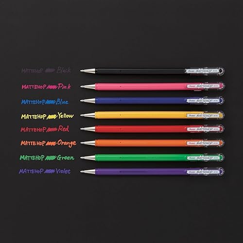 Miniatura 6 de Pentel Mattehop - Bolígrafos de gel líquido, punta K110-0.039 in, 1 de cada color, paquete de 8