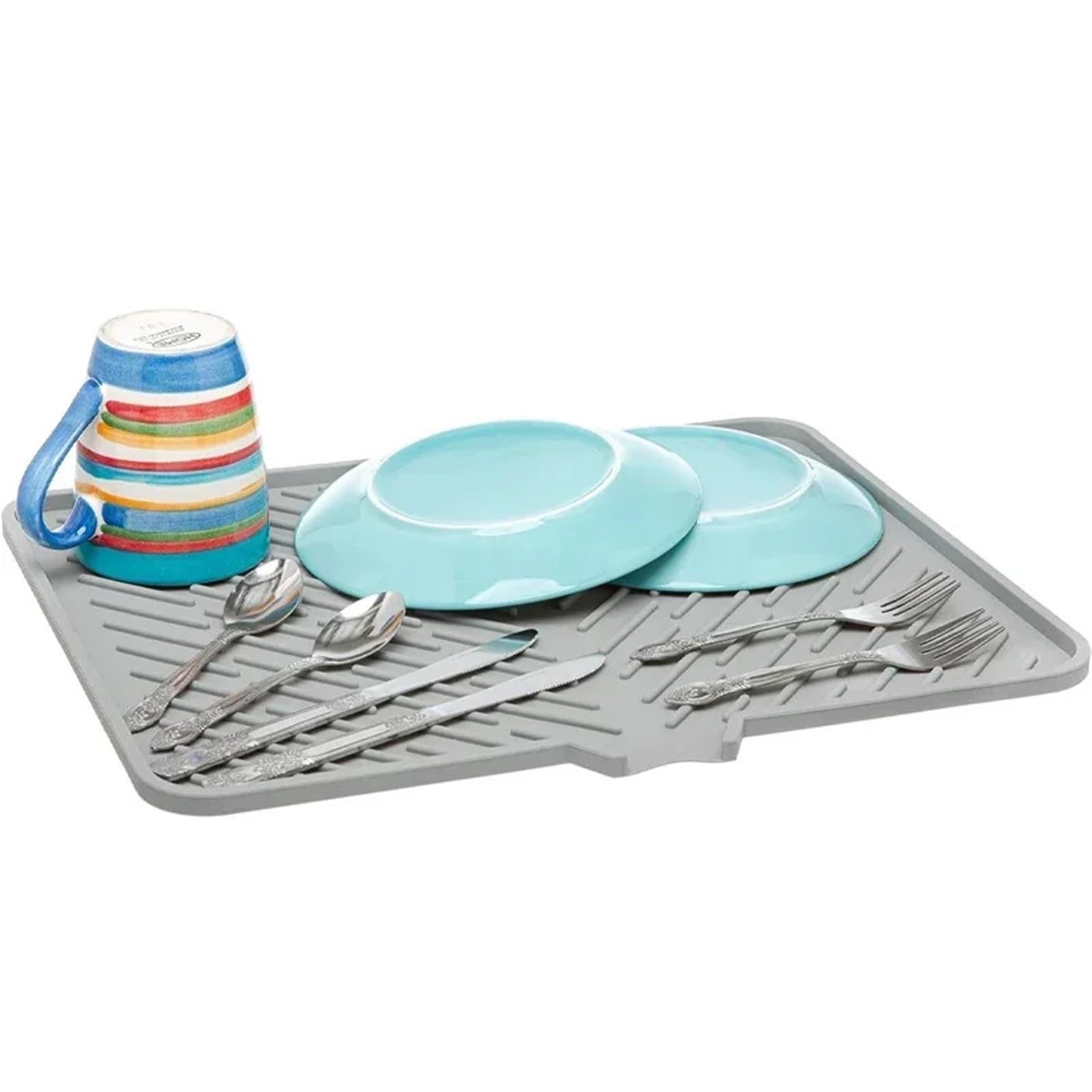 Abtropfmatte Geschirr Große Abtropfmatte aus Silikon, hygienisches Abtropfpad, leicht zu reinigen, rutschfest, hitzebeständig, verhindert Wasseransammlungen(Gray)