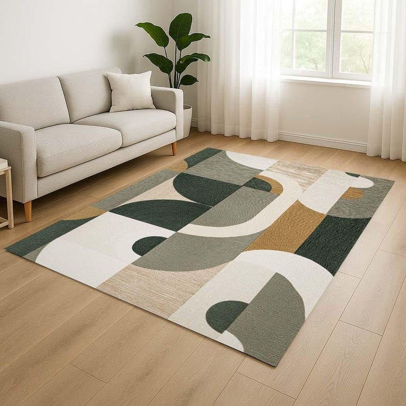 Tapis bohème antidérapant grand format 180x250cm lavable pour grand salon et chambre moderne