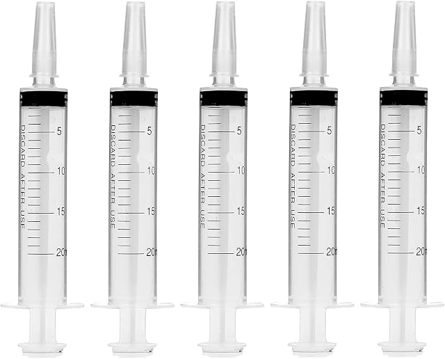 HAKACC Disposable Syringe, 5PCS 20ml Feeding Syringe Sterile Package,for Scientific Lab and Measuring Liquid,Dispensing, Measuring,Plant watering