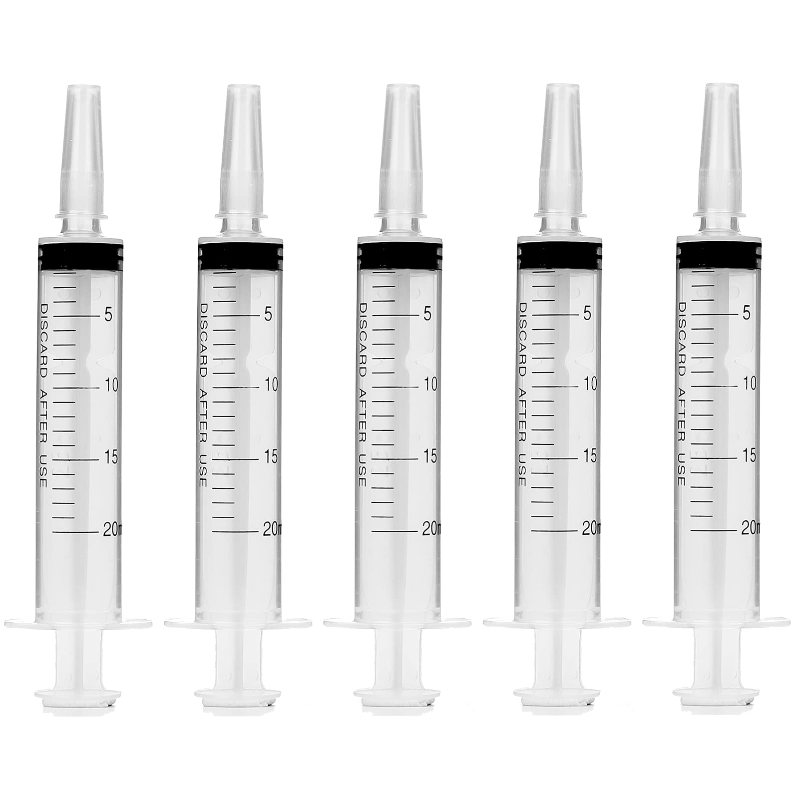 HAKACC Disposable Syringe, 5PCS 20ml Feeding Syringe Sterile Package,for Scientific Lab and Measuring Liquid,Dispensing, Measuring,Plant watering