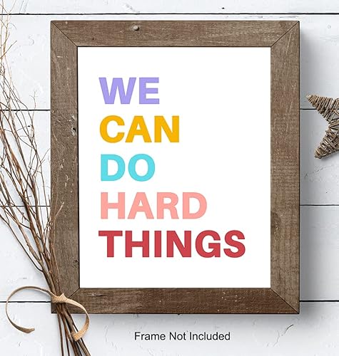Vista 8 de We Can Do Hard Things Sign - Motivational Art Print - Inspirational Wall Art Poster - Bedroom Decor for Girls, Boys or Kids Room, Classroom, Office