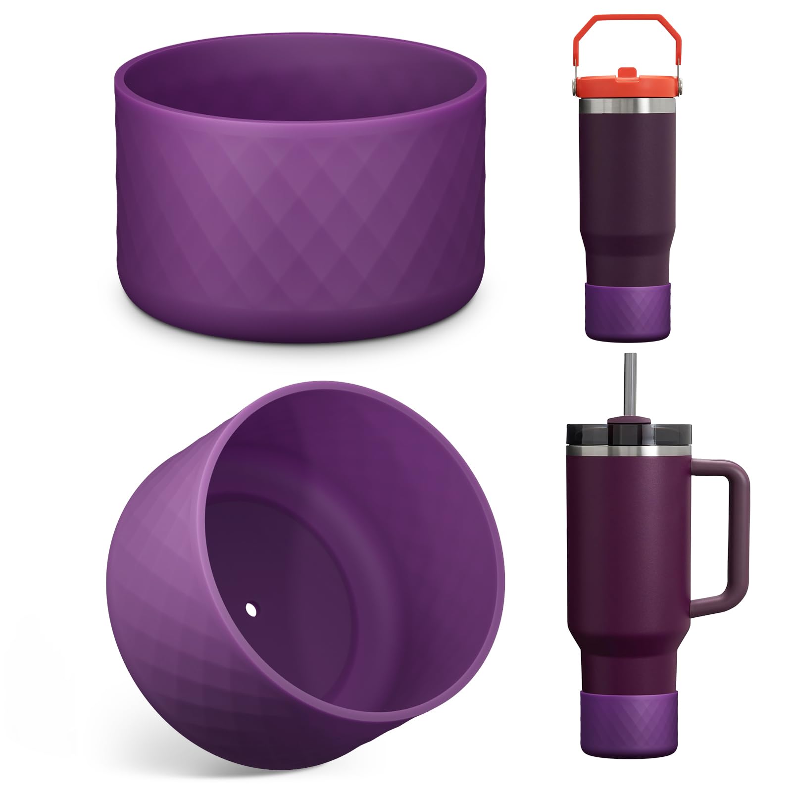 Upgrade 2PCS Protective Silicone Boot Bumper for Stanley Quencher Adventure 40oz 30oz IceFlow 20oz 30oz Tumbler, Water Bottle Bottom Sleeve Cover