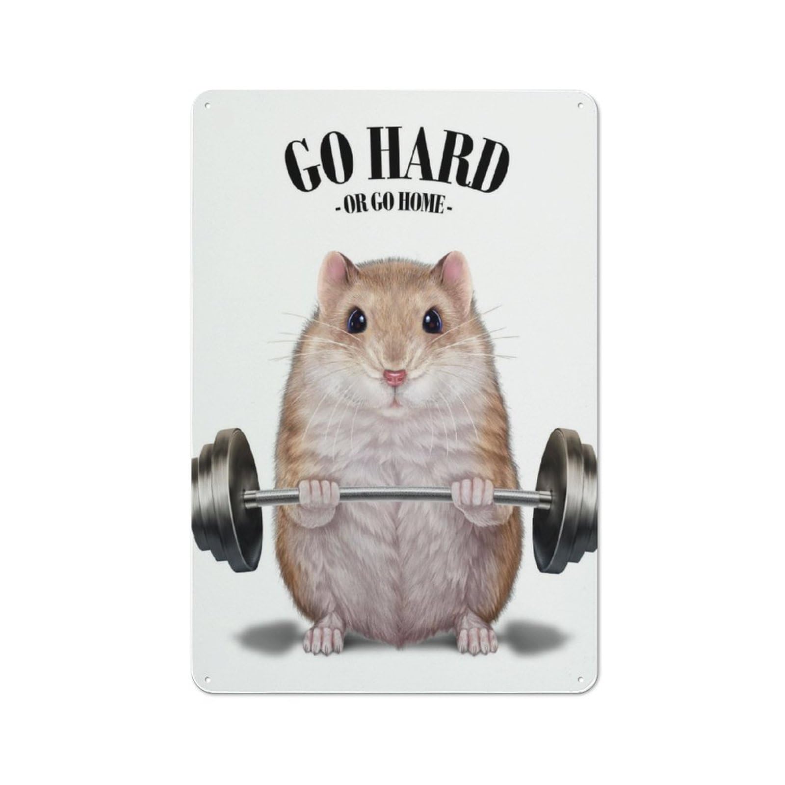 Junmoney Hamster Weightlifting Tin Wall Plaque 30X20cm With For Living Room Wall, Gift For Feature Wall Decorators During The Christmas Season