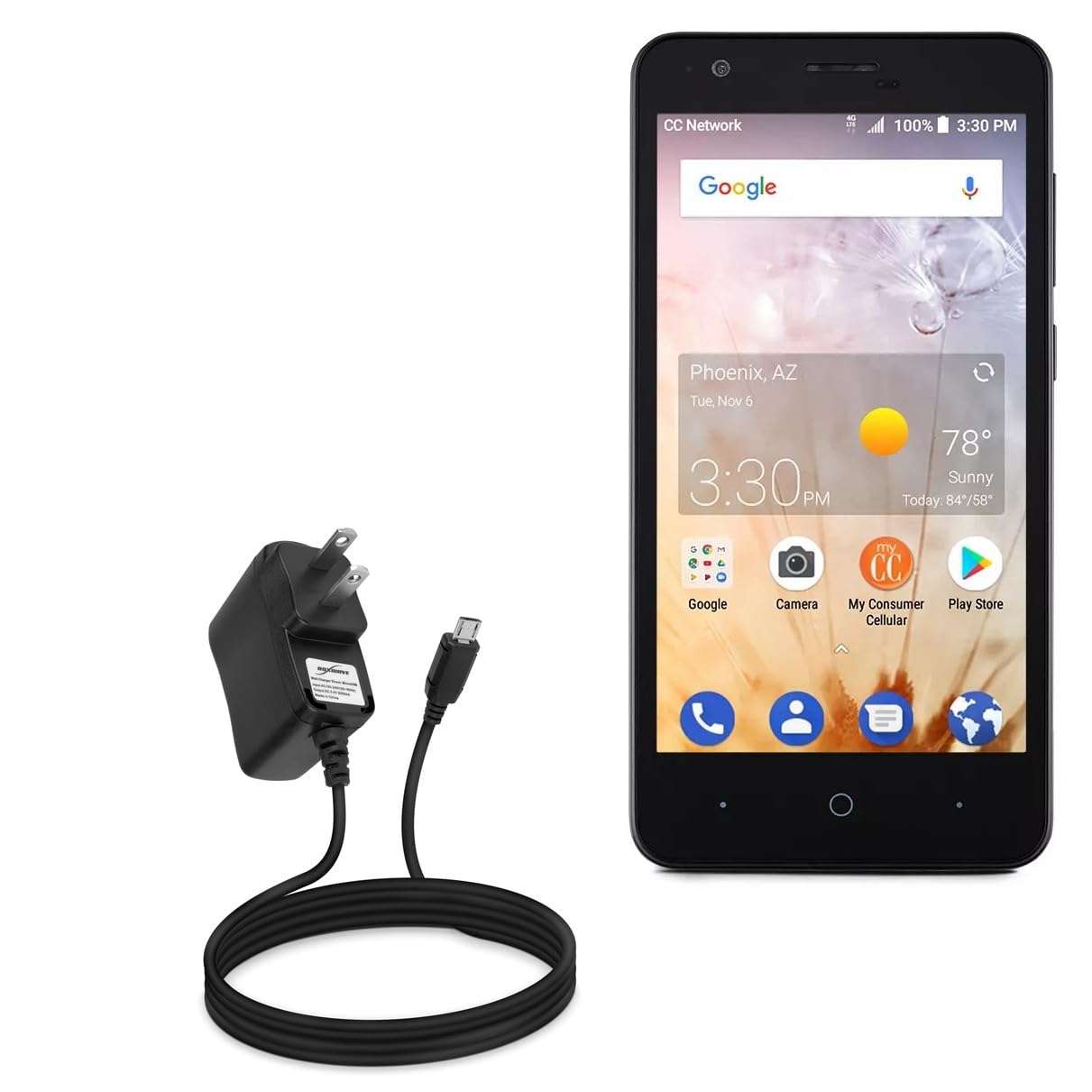 BoxWave Charger Compatible with ZTE Avid 559 - Wall Charger Direct (5W), Wall Plug Charger for ZTE Avid 559