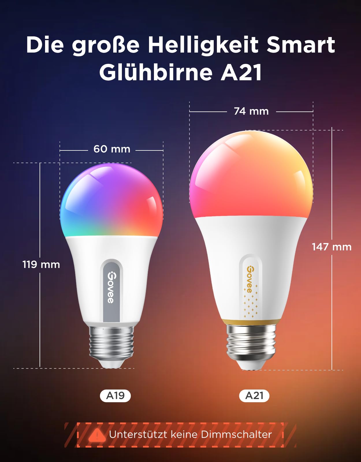 Govee Smart Edison Glühbirne und High-Lumen A21 LED Lampe im Bundle