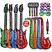 Woo Well 17 Pezzi Strumenti Musicali Giocattolo Gonfiabile,Include: 4 Chitarra Gonfiabile (93 cm), 4 x Sassofono Gonfiabile (70 cm), 4 x Microfono Gonfiabile (35 cm), 4 x Occhiali, 1xPompa Manuale.