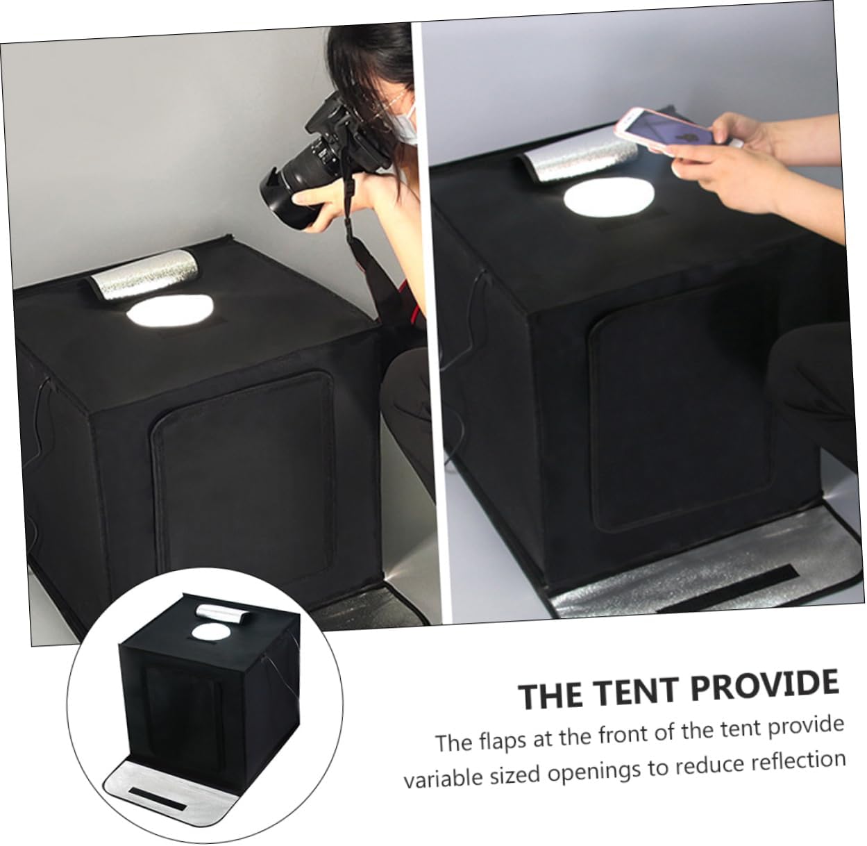 MERRYHAPY 1pc Mini Photo Box Light Tent Portable Photography Studio Openings for Small Products Energy Saving Design for Jewelry Toys Bags