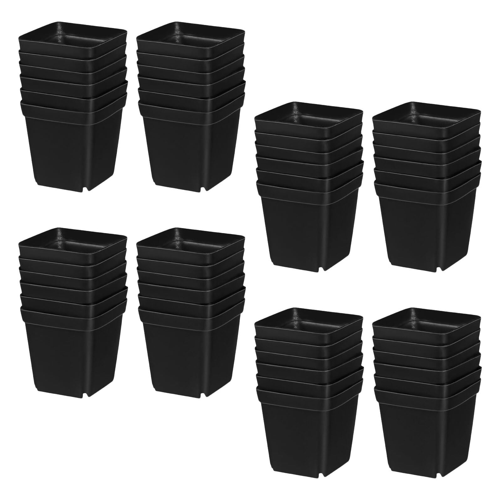 Pots de Pépinière Carrés en Plastique Noir 2,36 Pouces, 100 Pièces