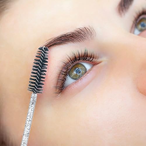 Miniatura 6 de G2PLUS 100 cepillos de pestañas, varitas de rímel desechables ajustables, carrete de pestañas de cristal, cepillo de cejas con recipiente para