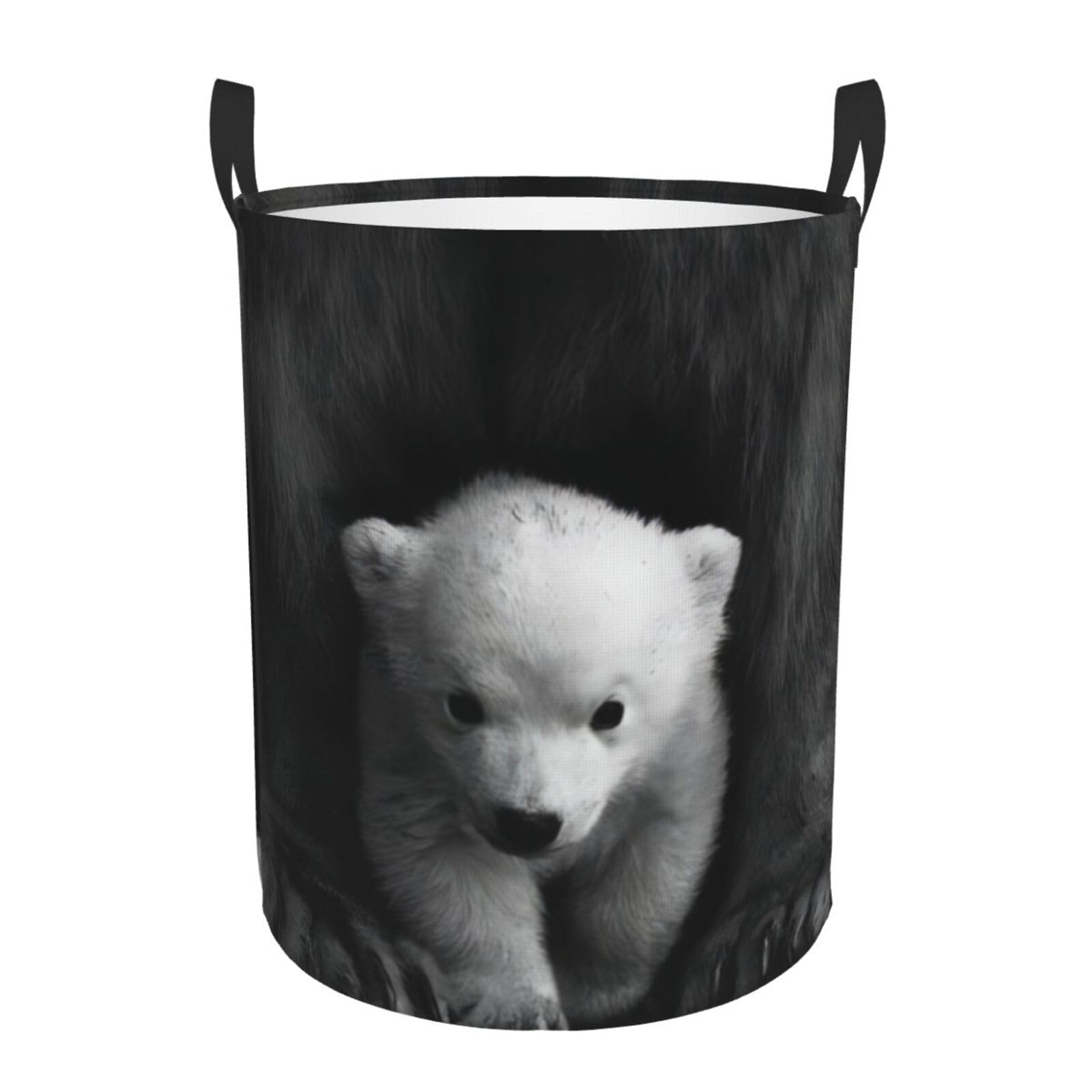 M Circular Hamper bear Print for Dirty Clothes