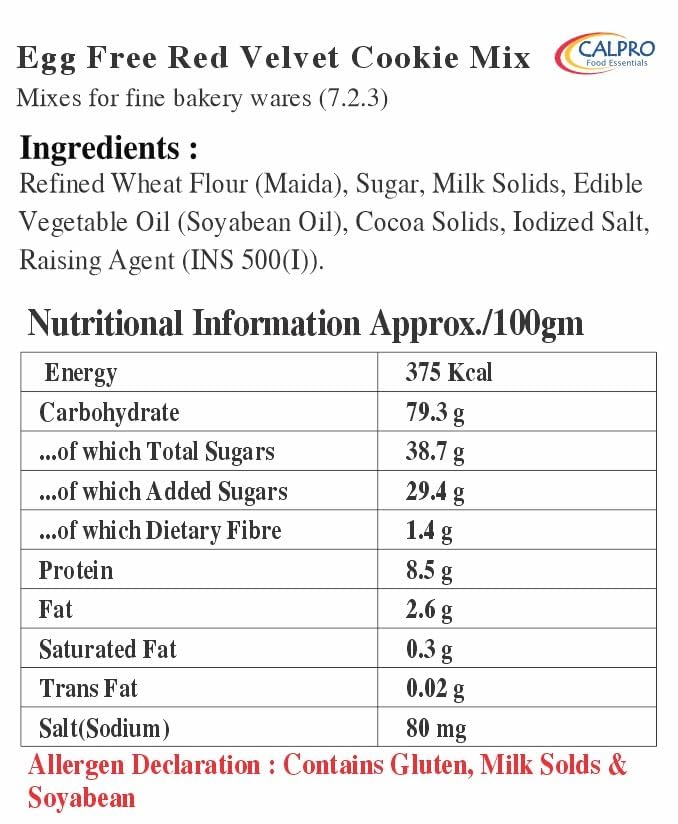 Image of Calpro's Red Velvet Cookie Premix | Eggless, Calpro's Red Velvet Cookie Premix - 1KG | Eggless, Cheese-Flavoured, High Protein ! 100% Vegetarian Ideal for Gifting & Snacking ! Primix Powder 1kg