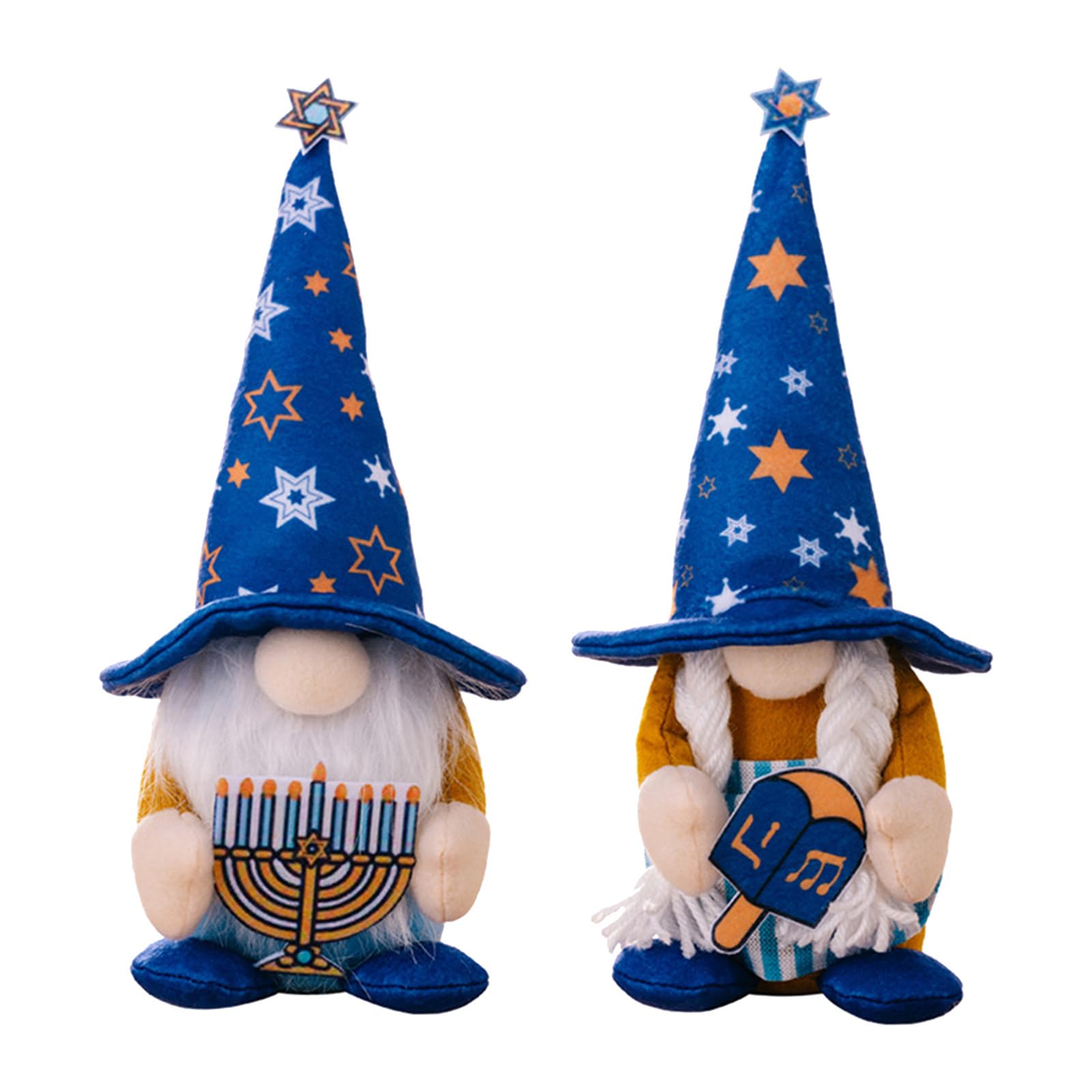 Kalttoy 2Pcs Holiday Decorative Dolls Hanukkah Gnomes Figurine Plush Ornament For Seasonal Home Shelf Display Dwarf Dolls Plush Gnomes