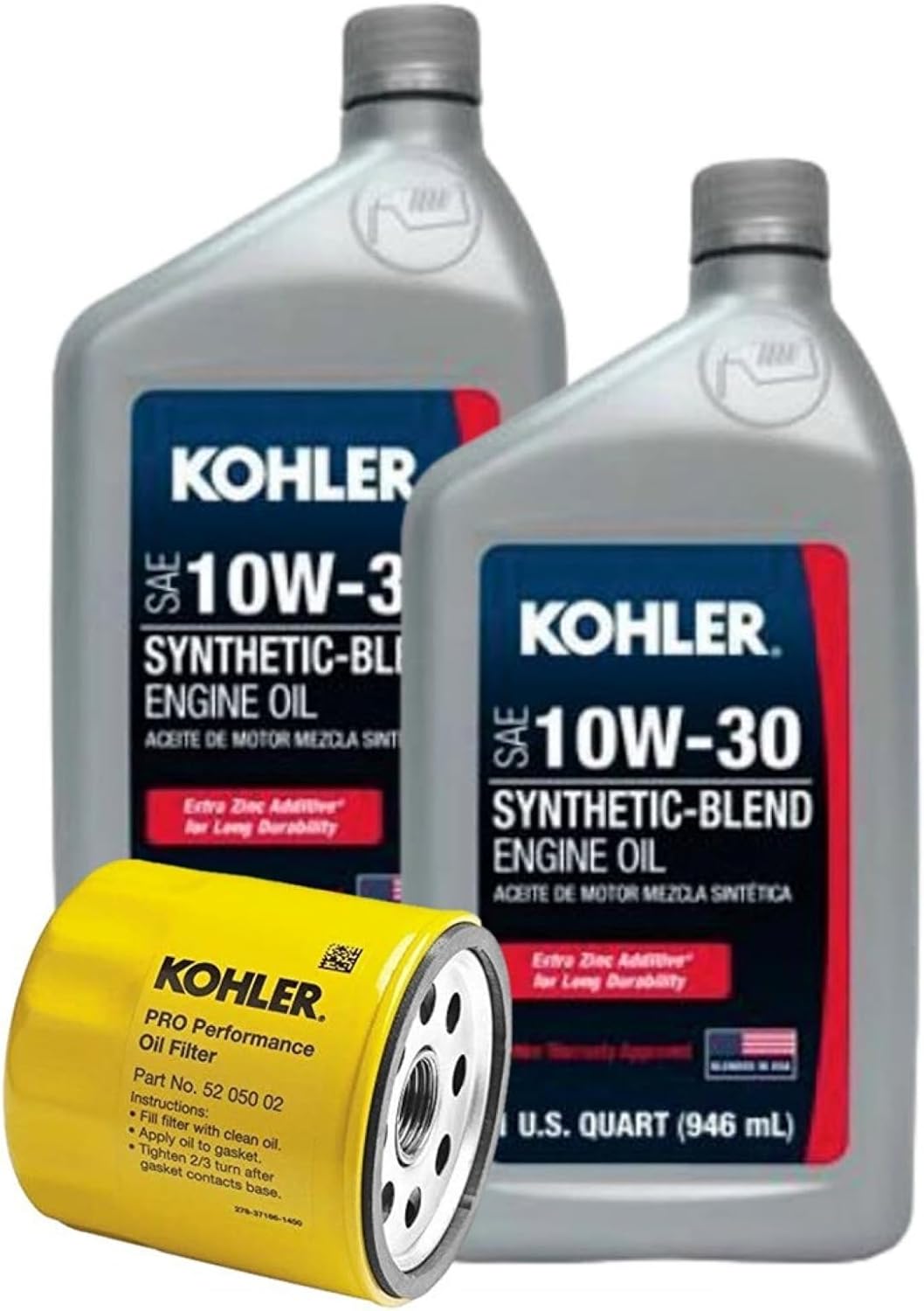 2 Qts Synethetic Blend 10W30 (FKA) Kohler Engine Oil & 52 050 02-S Oil Filter