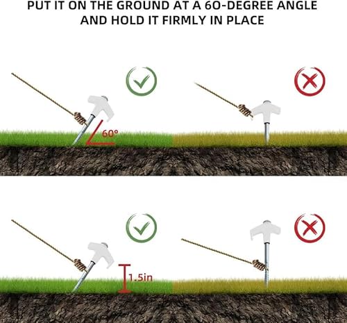 8" Screw in Tent Stakes - Ground Anchors Screw in, 2024 Upgraded Drillable Tent Stakes, Heavy Duty Metal Stake Ground Anchor Peg Threaded Tent Spikes with 1 Hex Head Driver