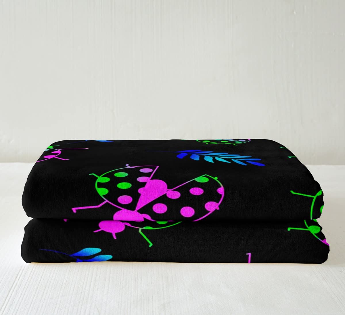 Coccinelle Sherpa coperta carina coccinella coperta in pile per bambini ragazzi ragazze verde fluorescente rosa blu coperta sfocata per divano letto animale kawaii regina 200 x 220 cm
