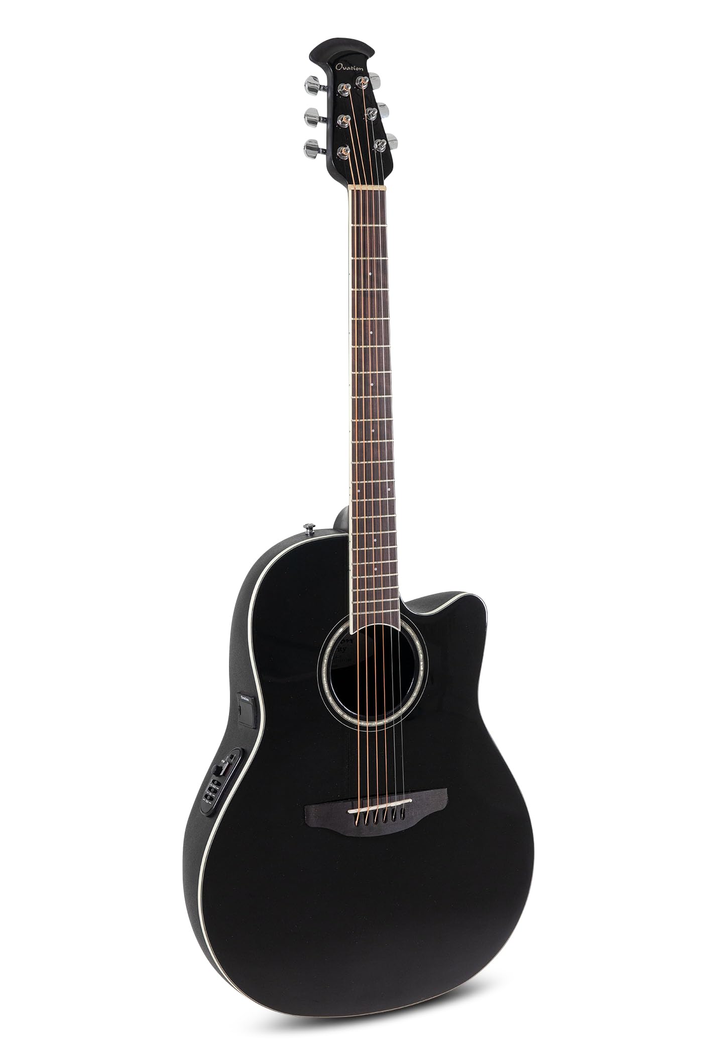 Ovation CS24-5-G - Chitarra acustica elettrica Celebrity Traditional CS24 Mid Cutaway – Coperta in abete massello – Mid-depth Lyrachord Body – Black – CS24-5-G