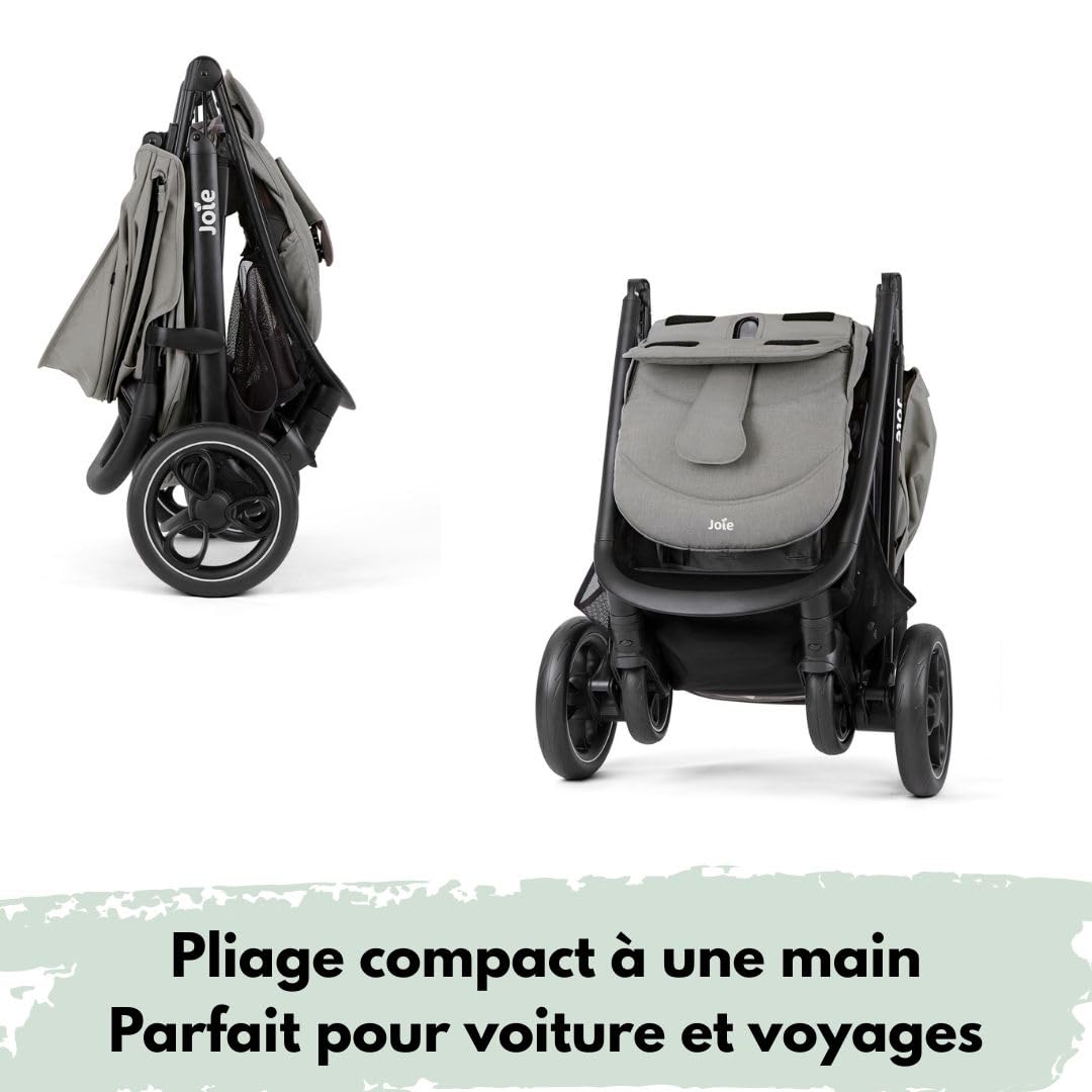 Joie Litetrax – Poussette Canne Confort avec Chanceliere Bebe Poussette Thermique | Suspensions Flex, Pliage à Une Main, Pare-soleil UV 50+, Roues Anti-crevaison – Pebble