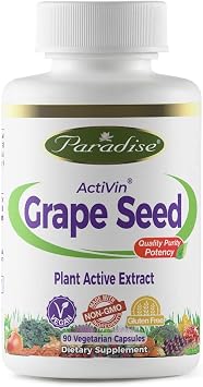 Paradise Herbs Vegetarian Capsules, Activin Grape Seed with Amla, 90 Count