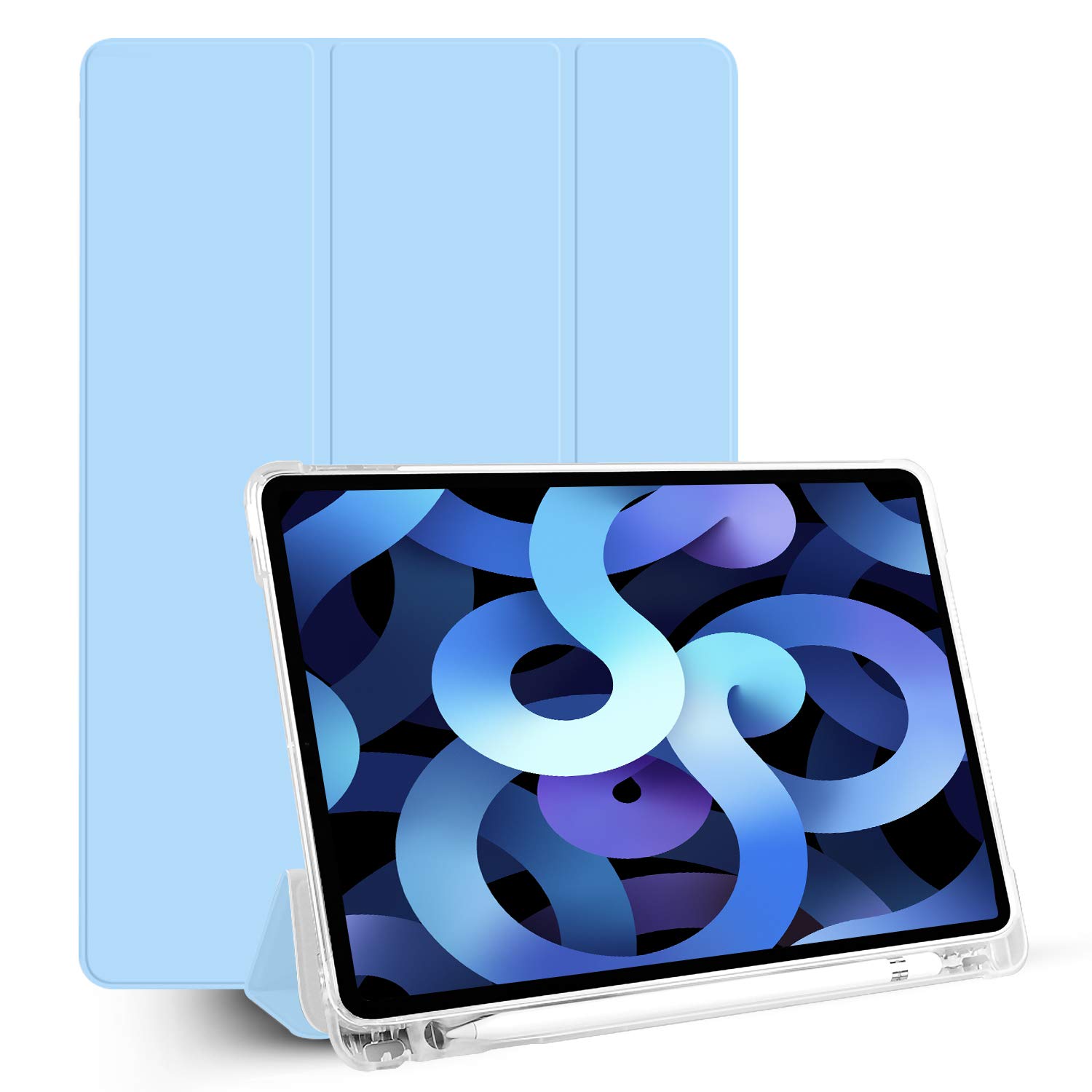 GRIPP Rhino Shockproof Case for iPad Air 10.9" | iPad Air 11" (M2 2024) | iPad Pro 11" with Dual Material Protective Rugged & 360 Degree Shock Absorbing Bumper with Pencil Holder Flip Cover - Sky Blue