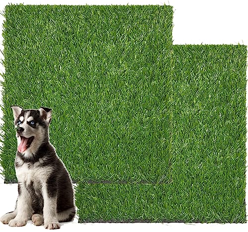 Artificial Grass for Dogs, 2 Pack Durable Artificial Grass Mat, 63x51cm Indoor Outdoor Puppy Grass Toilet for Potty Training Fake Grass Turf Dog Grass Pee Rug, Patio Lawn Decoration