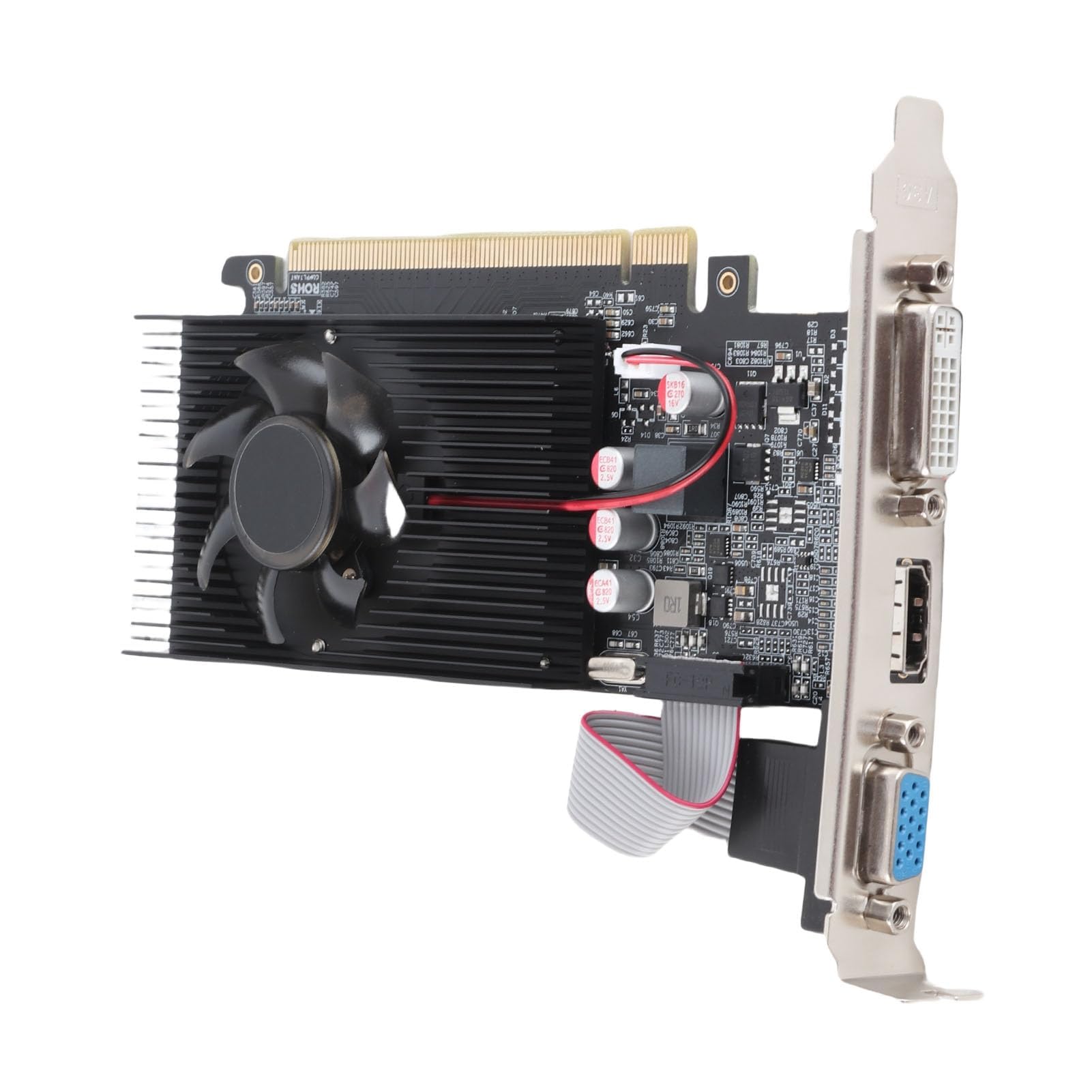 Dpofirs Scheda Grafica DDR3 GT710 da 2 GB 64 Bit, per DirectX 11, Slot PCI Express 2.0 16X, Interfaccia Multimediale HD, DVI, VGA, Scheda Video per PC, per Ufficio e Casa