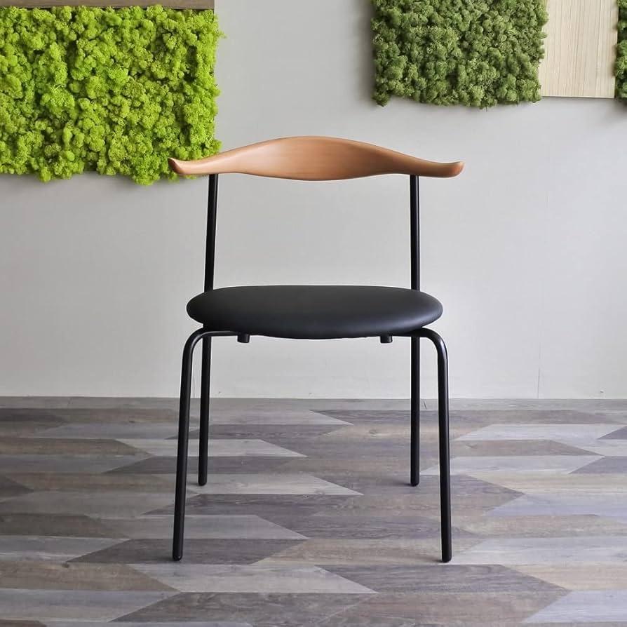 Amazon|完成品 ブルホーン チェア (ブラック) ダイニングチェア