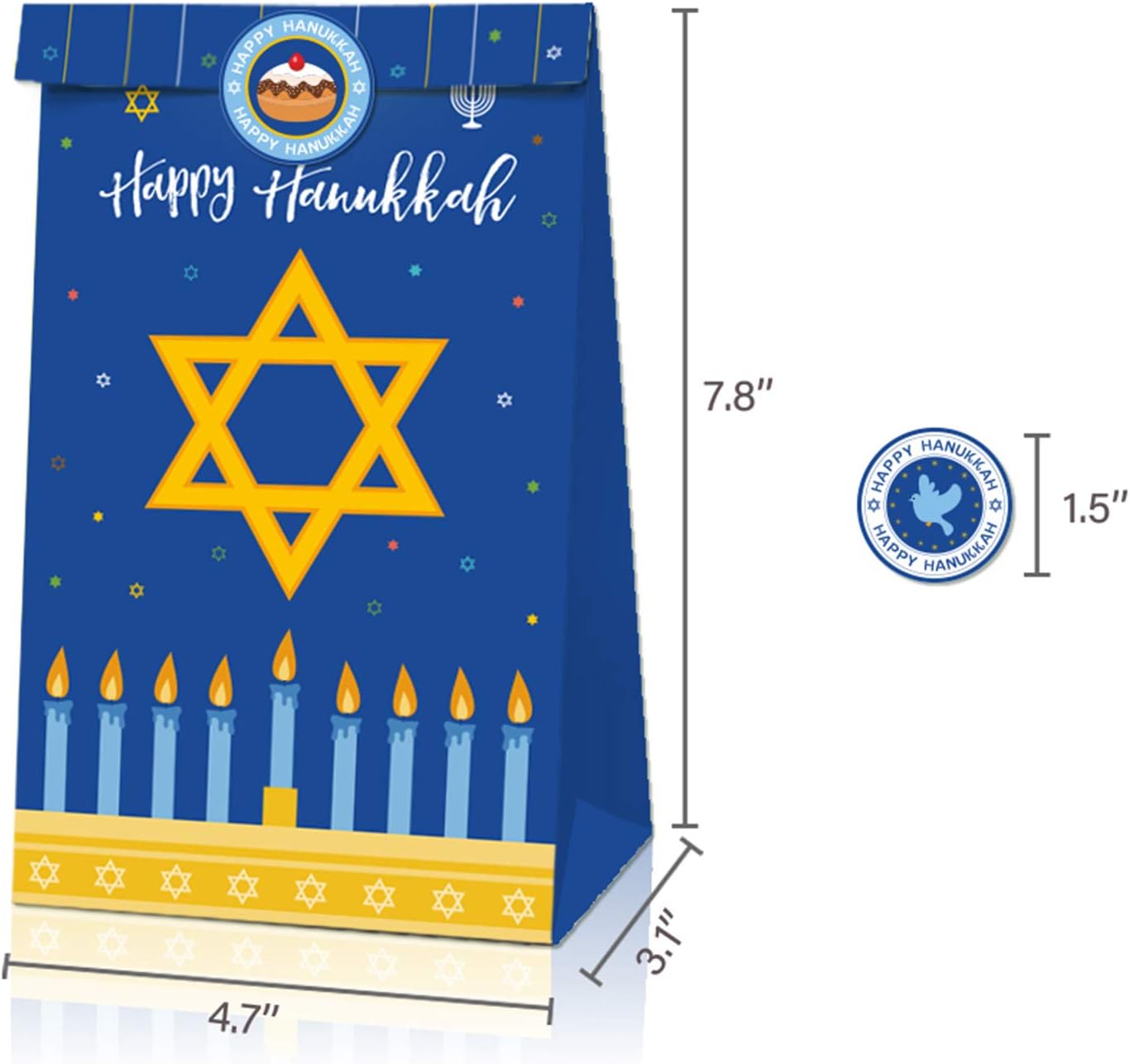 12PCS Hanukkah Party Favor Bags - Happy Holiday Chanukah Birthday Party Supplies Favors Decorations Gift Bags - Image 2