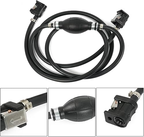 Miniatura 16 de BARTOO Conjunto de línea de combustible, 3/8 pulgadas de nailon trenzado de manguera de combustible marino con bombilla de imprimación para motores