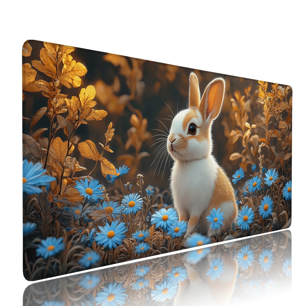Alfombrilla de Mouse para Juegos, Giallo, XXL, Antideslizante, Impermeable, Diseño de Coniglio, Extendido, Grande, 1200x600x3mm, para PC, Laptop, Ufficio, Famiglia d-635