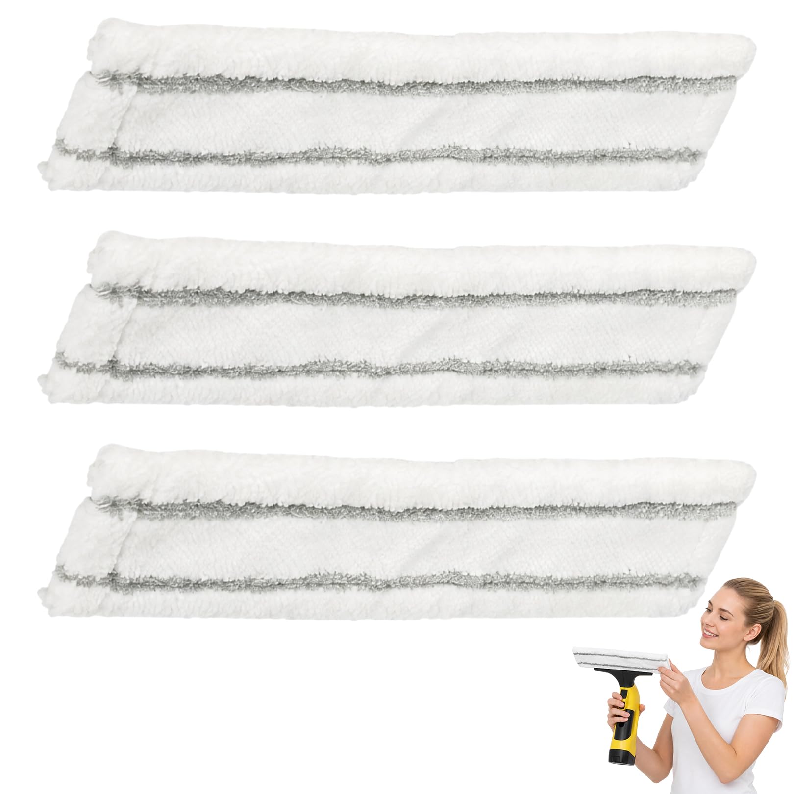 3 Pcs Window Cleaning Pads for Window Vac Accessories WV1/WV50/WV75 Vacuum Cleaners,Quick and Easy Installation,Powerful Cleaning Performance Effective,High-Density Microfiber Replacement Pads