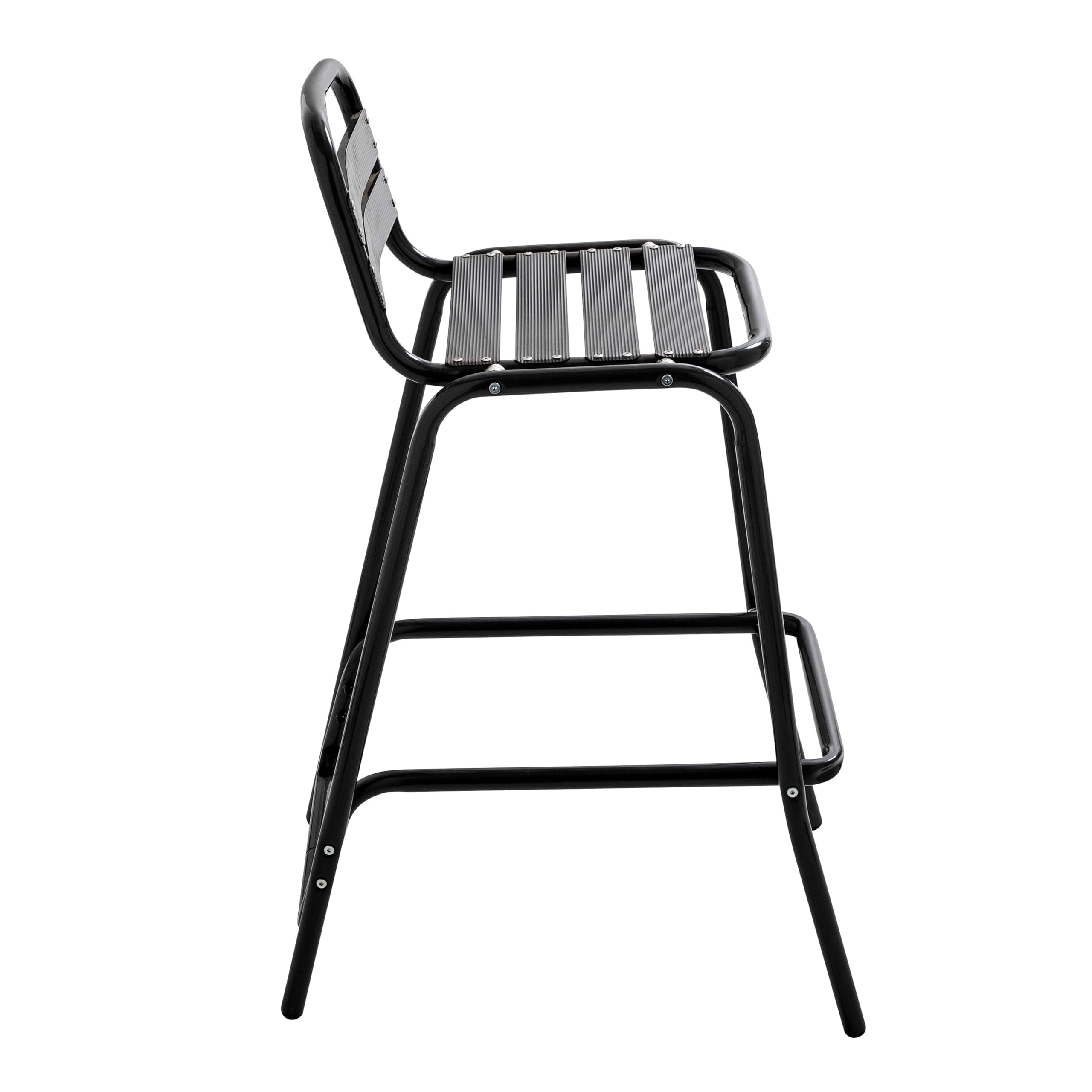 Oviala Tabouret Haut en Aluminium anodisé Noir