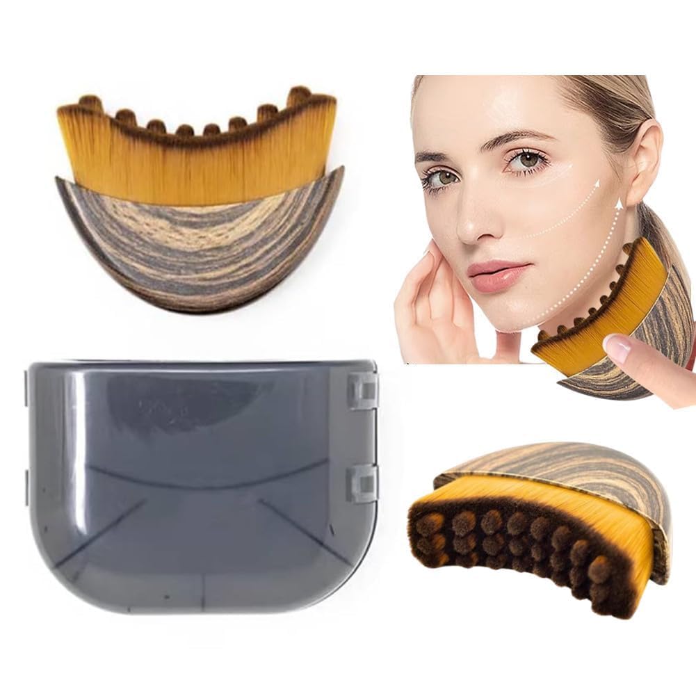 Auraderm Lymphatic Contour Face Brush - Lymphatic Drainage Makeup Brushes for Sculpting & Lifting, Anti-Puffiness Detox Massage, Boosts Skincare Absorption & Glow, Soft Bristles for All Skin Types (Brown)-image-30