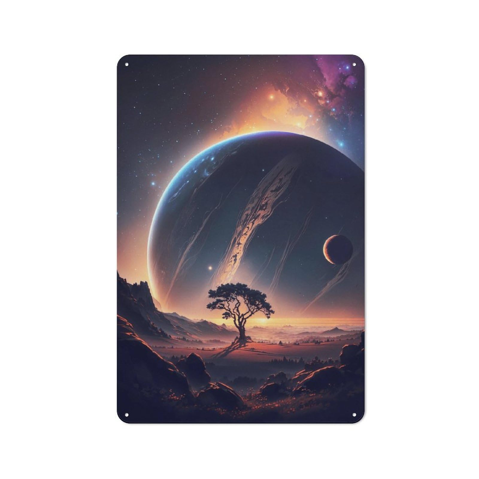 Junmoney Style Tin Sign 30X20cm With Alien Planet Landscape For Garage Wall, Retro- Decor, For Room Styling Across Garages And Workshops