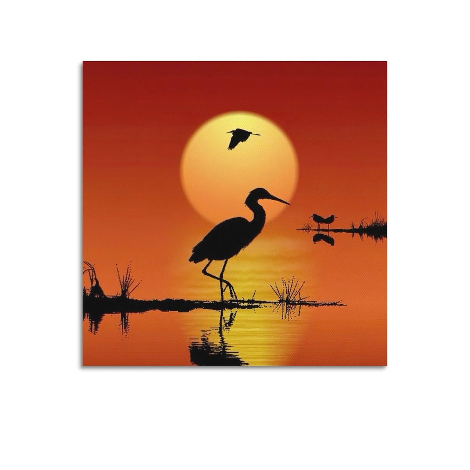 WZKTCL Animal Poster Sunset Birds Poster Decorative Painting Canvas Wall Posters And Art Picture Print Modern Family Bedroom Decor Posters 24x24inch(60x60cm)