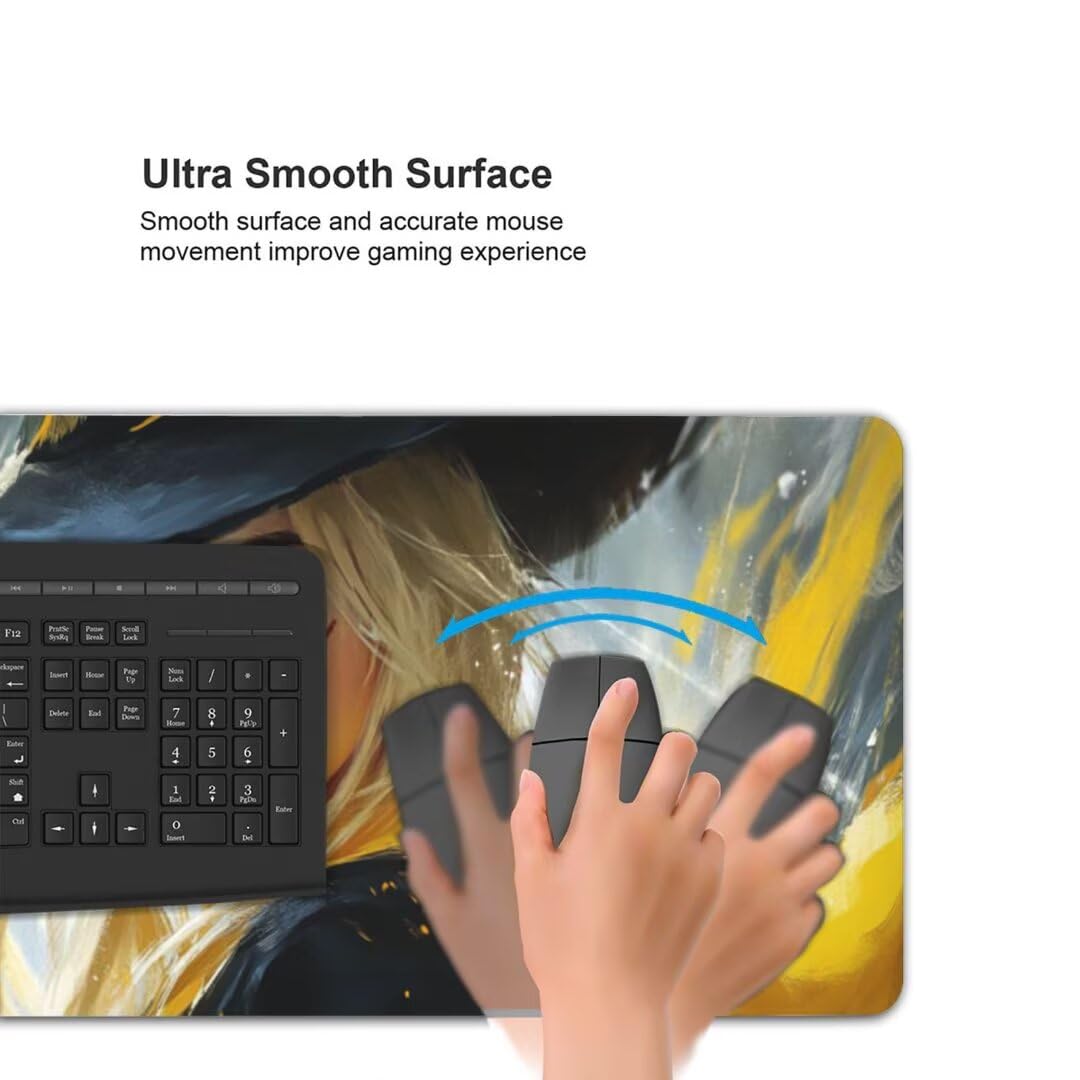 Tappetino Mouse XXL 1400x600x3mm Tappetino Mouse Giapponese Ragazza Impermeabile Tappetino Gaming Mouse Pad XXL Tappetino Scrivania,Base Antiscivolo Migliora Precisione e Velocità per Desktop/Ufficio