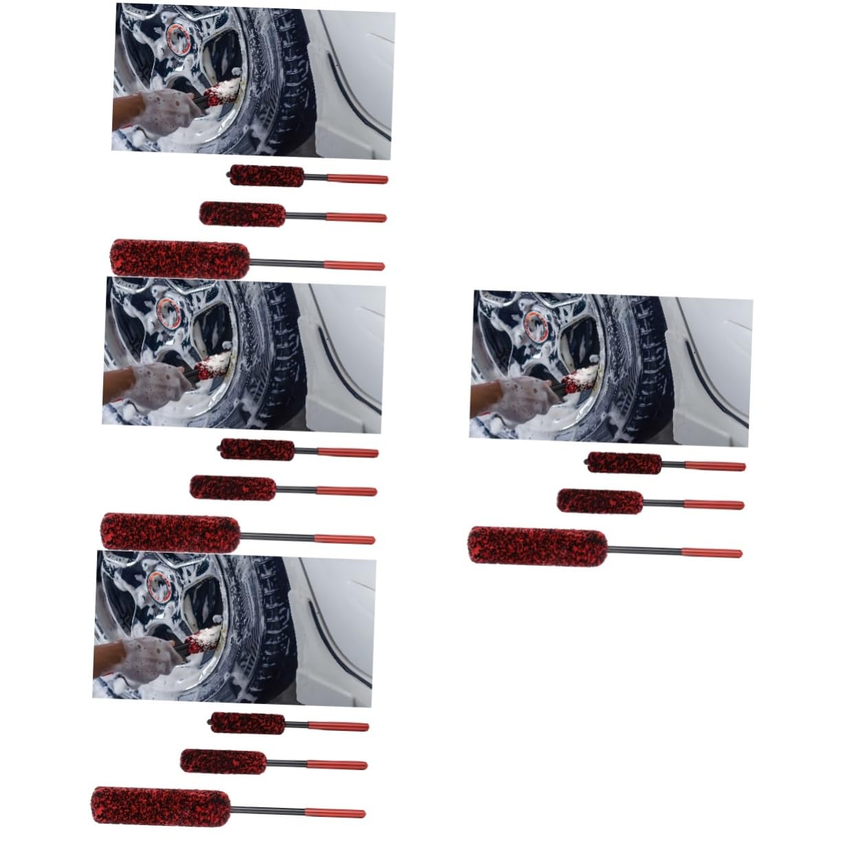 Alipis 4 Set Spazzole per Pulizia Cerchi Auto Spazzola Flessibile per Detailing Pulizia Graffi Strumenti 3 Pezzi*4