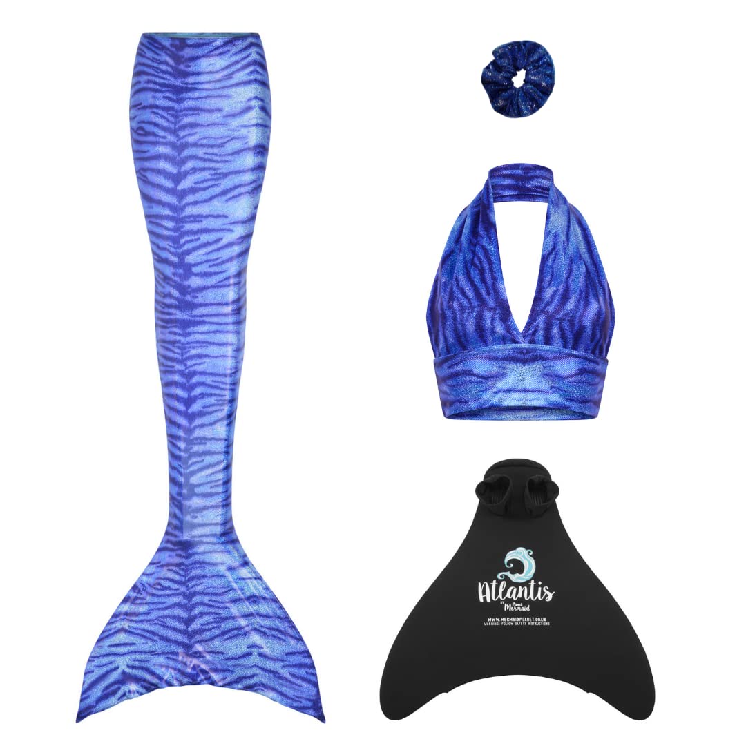Mermaid Planet Women's Ocean Sparkle Sparkle Siren Deluxe Adult Mermaid Tail Set In Includes Swimmable Tail, Bikini Top, Scrunchie & Atlantis Monofin. Uk 10-12