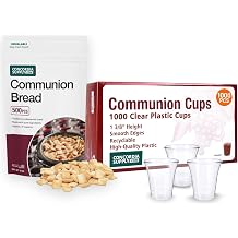 Concordia Supply Communion Cups and Unleavened Communion Bread - 1-3/8" Recyclable Hard Plastic Cups 1000 Count & 1/2" Altar Bread 500 Count, Made in USA, Ideal for Church Holy Communion Services