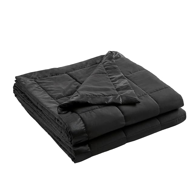 Madison Park Madison Park Down Alternative Queen Blanket for Bed, Satin Trim, Black | Lightweight Windom Blanket Full Size Premium 3M Scotchgard Moisture Wicking Treatment, OEKO TEX, Soft Bed Cover, All Season, Black, Full/Queen