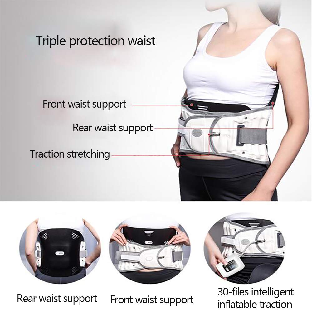 Faja Lumbar Fitness - Tractor de Hernia de Disco Lumbar Lumbar - para el Alivio del Dolor Lumbar, con Controlador de inflador Inteligente,L