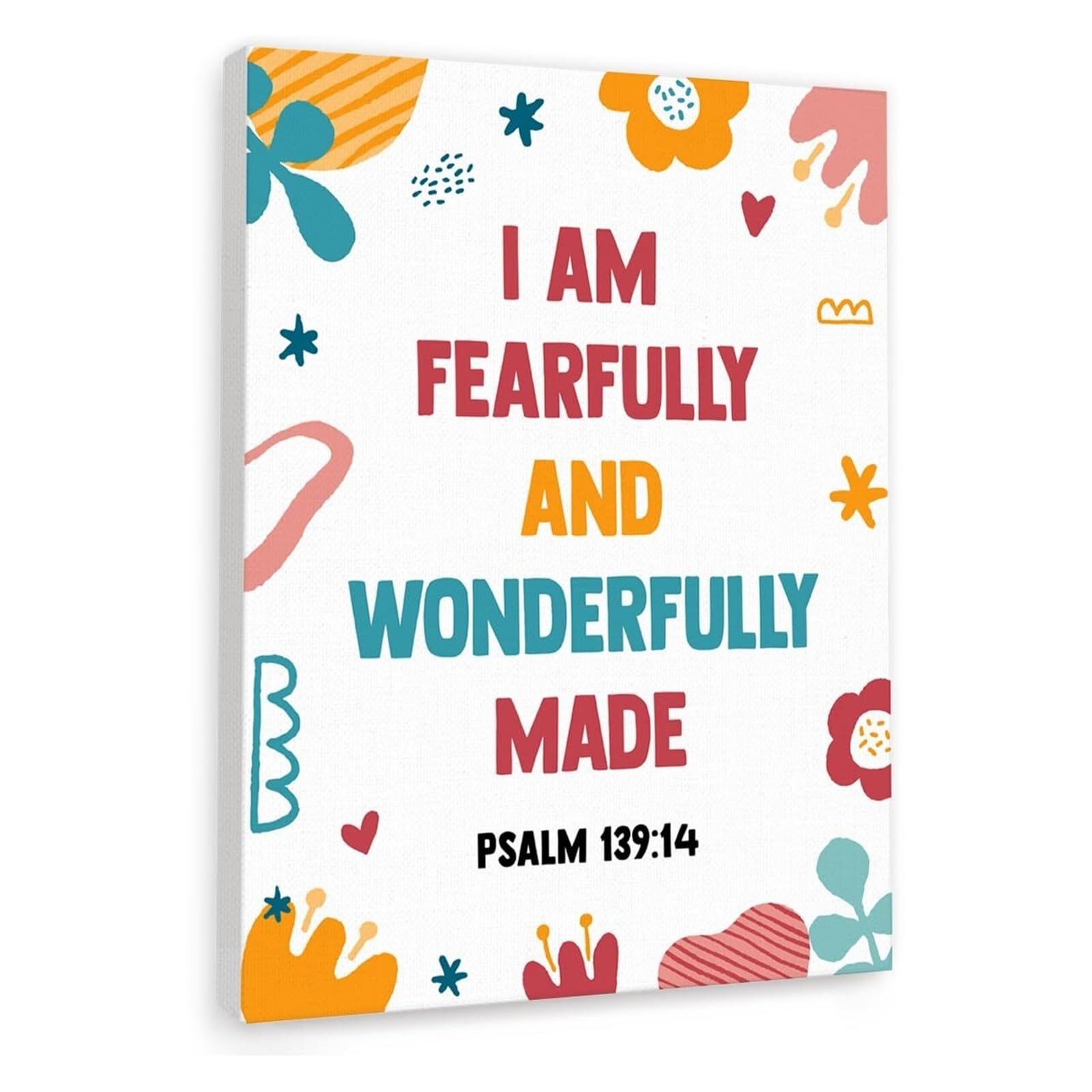 FNYUVNFAF Biblical Affirmation for - “I Am Fearfully & Wonderfully Made” Psalm 139:14 Canvas Art, God's Love Wall Decor for Room Unframed,16x24inch(40x60cm)