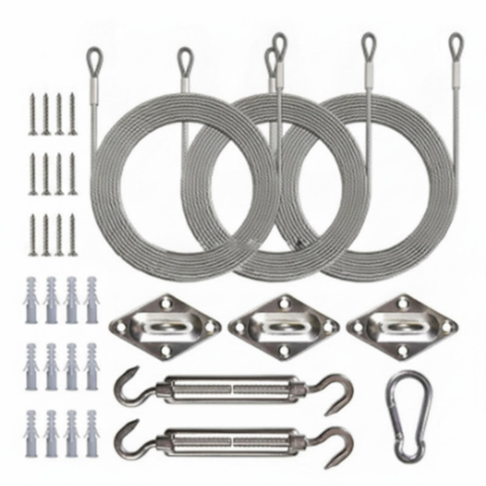 Shade Sail Hardware Set Silver Finish Shade Sail Mounting Kit Fixing Parts 6MM W 3MM Wire Rope-image-30