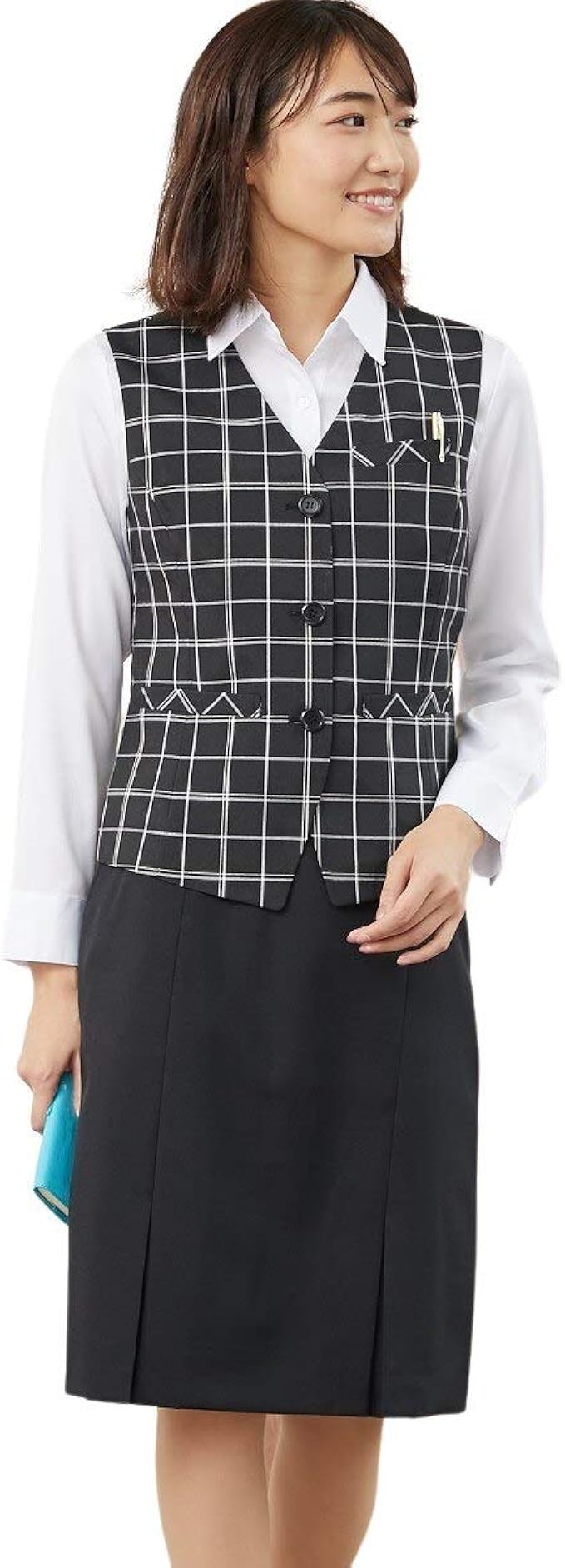Amazon Nissen ニッセン 事務服 オフィス 制服 ベスト スーツ 洗える 上下 セット ボックス プリーツ スカート ポケットあり レディース 抗菌消臭 事務服 オフィス制服 通販