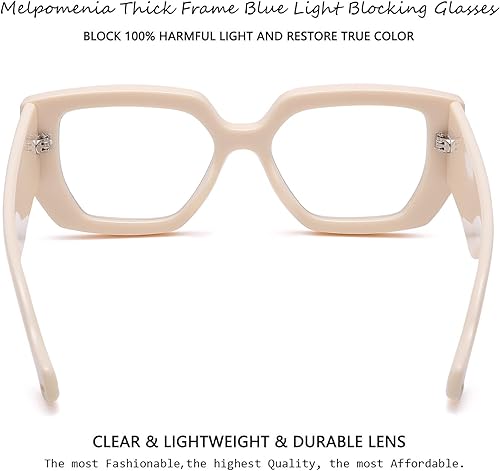 Vista 28 de Thick Frame Blue Light Glasses for Women Men Fashion Square Computer Gaming Eyeglasses with Clear Lens