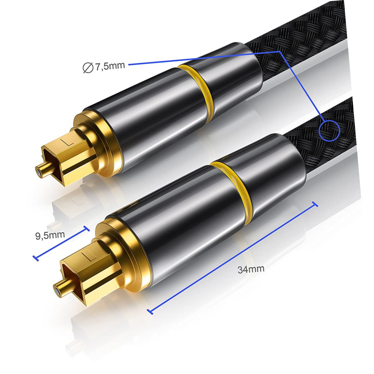 NUOBESTY Cavo Audio Ottico Metri Cavo Audio Digitale Maschio-maschio Connettori Oro Schermatura Maglia Intrecciata per Home Theater e Amplificatori