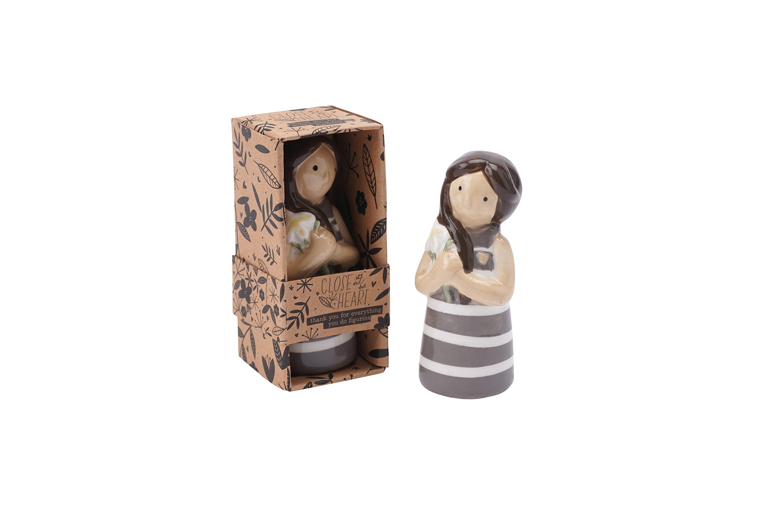 CGB Giftware | Thank you Flower Girl Figurine | Ceramic Ornament | Gift Box | Gift For Family & Friends | Love | Close At Heart Range | Ceramic Girl Figurine | GB06517