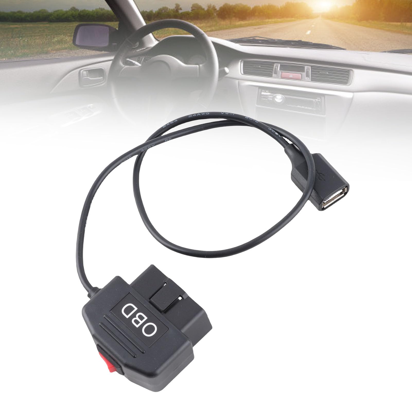 Amazon.co.jp: OBD電源アダプターケーブル 48cm / 18.9インチ スイッチ