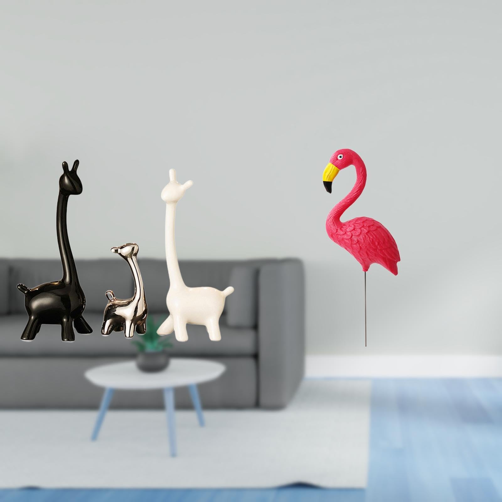 Enakshi® Giraffe Ceramic Statue Modern Centerpiece for Desk Office Bookshelf Bedroom Decor Bird Figurine Yard Ornament Flamingo Garden Stake Sculpture Holiday Spring-image-16