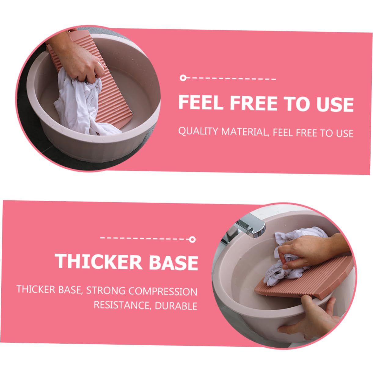 Ciieeo Bassine de Lavage Grosse Taille pour Bébé Rose, Bassin en Plastique Épais Planche pour Lavage des Mains, Nettoyage Linge, Usage Camping et Maison, Ensemble Polyvalent Pratique